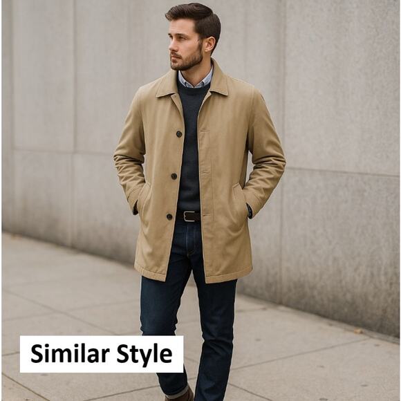 Men's 42R Barcelino SF Tan Car Coat Made in Germany Zip Pockets Cotton S/Med - Picture 15 of 15